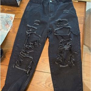 Shein distressed black mom jeans